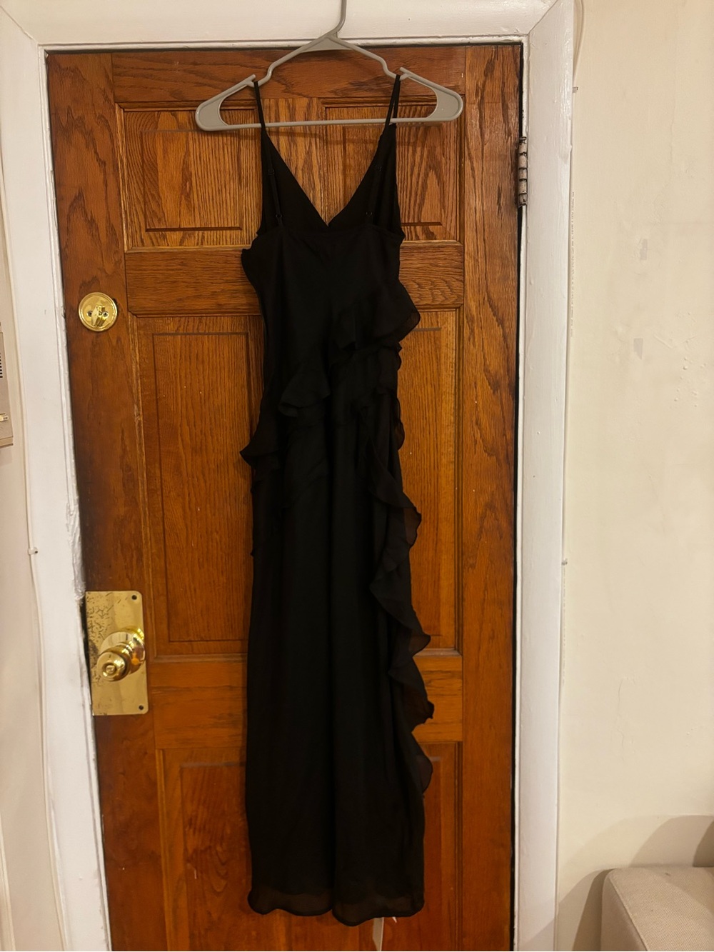 Abercrombie & Fitch Black Ruffle Tiered Slit Maxi Dress - Picture 7 of 11